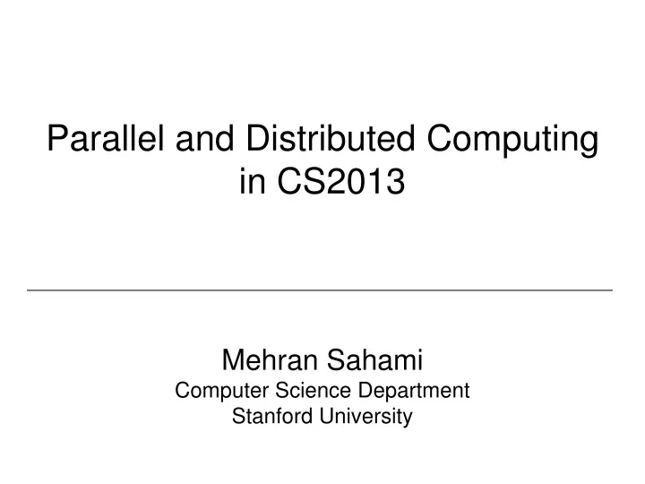 parallel and distributed computing in cs2013