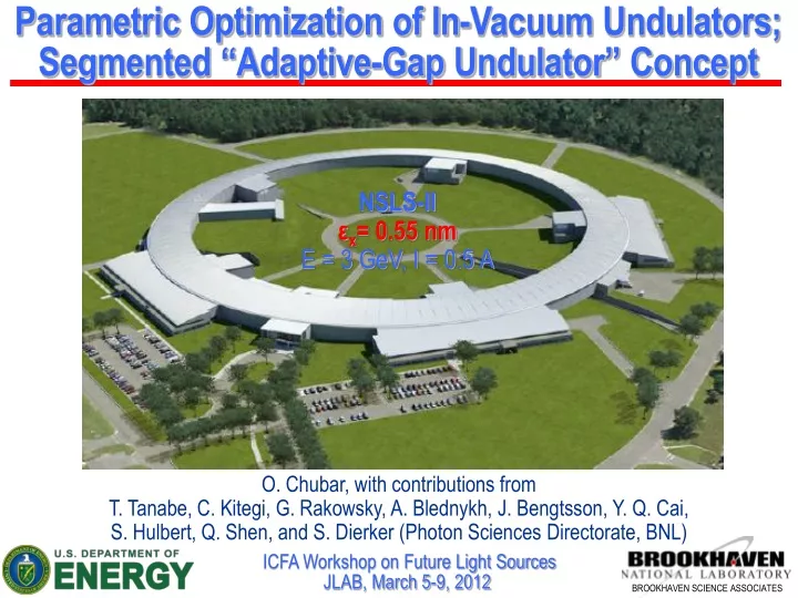 parametric optimization of in vacuum undulators