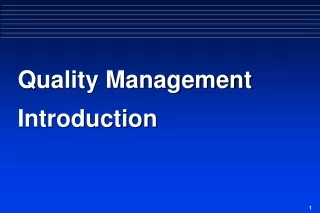Quality Management Introduction