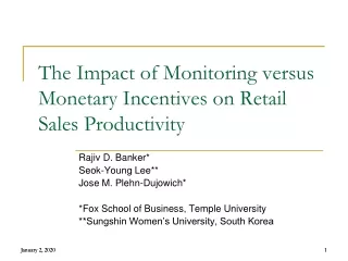 The Impact of Monitoring versus Monetary Incentives on Retail Sales Productivity