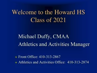 Welcome to the Howard HS Class of  2021