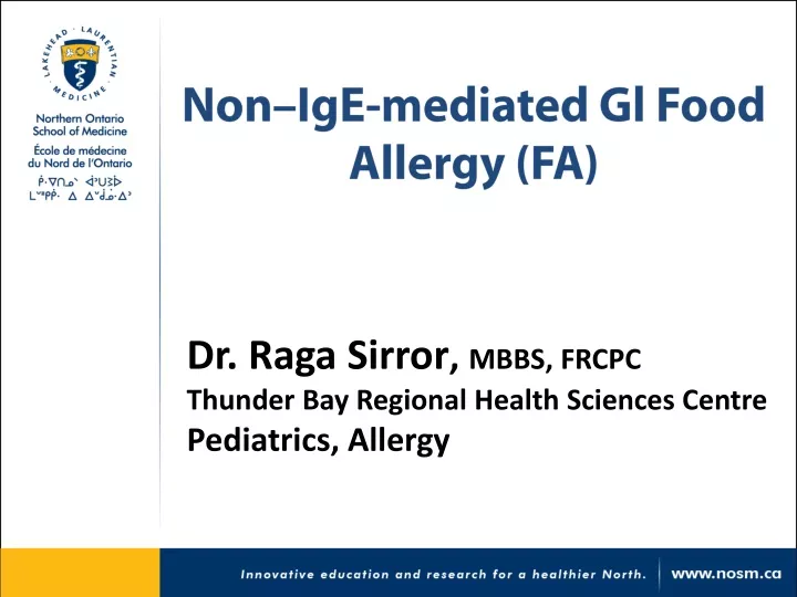 non ige mediated gl food allergy fa