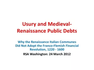 Usury and Medieval-Renaissance Public Debts