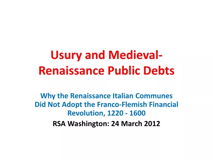 usury and medieval renaissance public debts