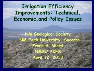 Irrigation Efficiency Improvements: Technical, Economic,and Policy Issues