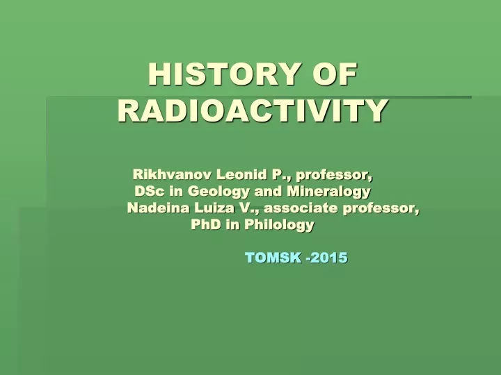 history of radioactivity rikhvanov leonid