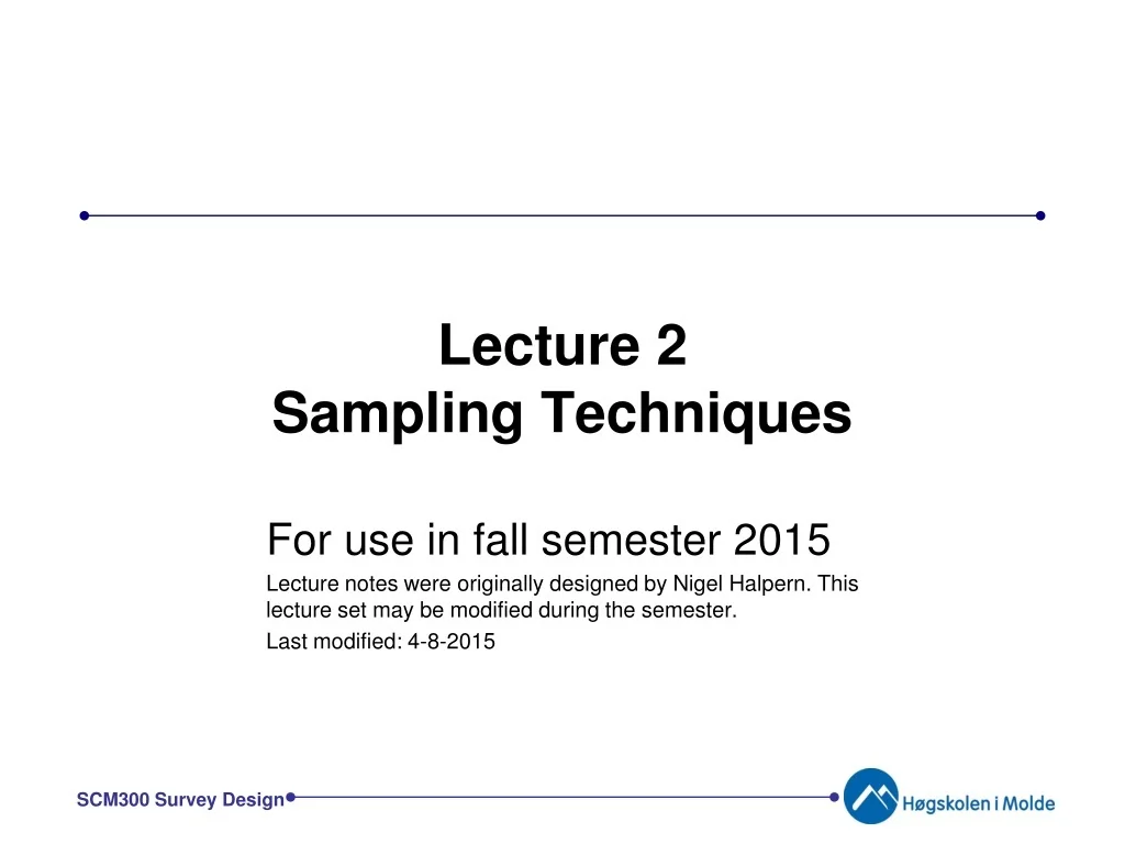 PPT - Lecture 2 Sampling Techniques PowerPoint Presentation, free ...