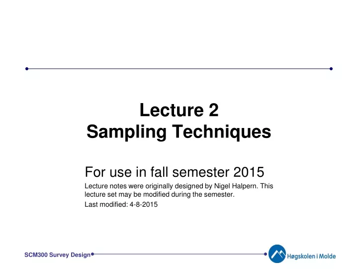 lecture 2 sampling techniques