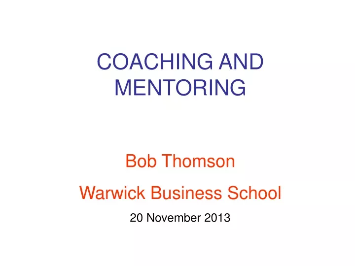 coaching and mentoring bob thomson warwick