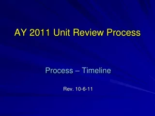 AY 2011 Unit Review Process