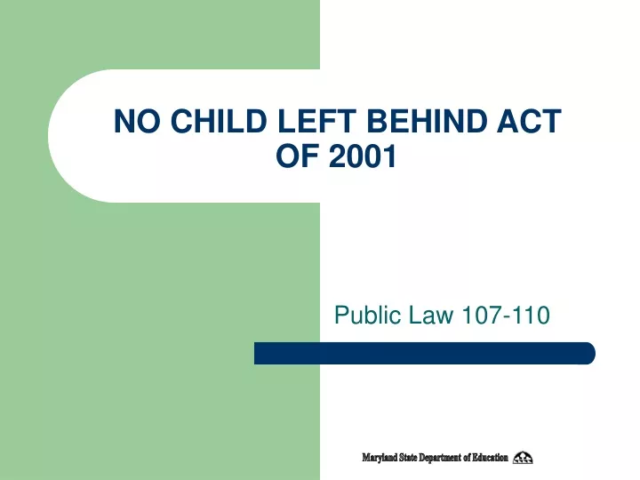 no child left behind act of 2001