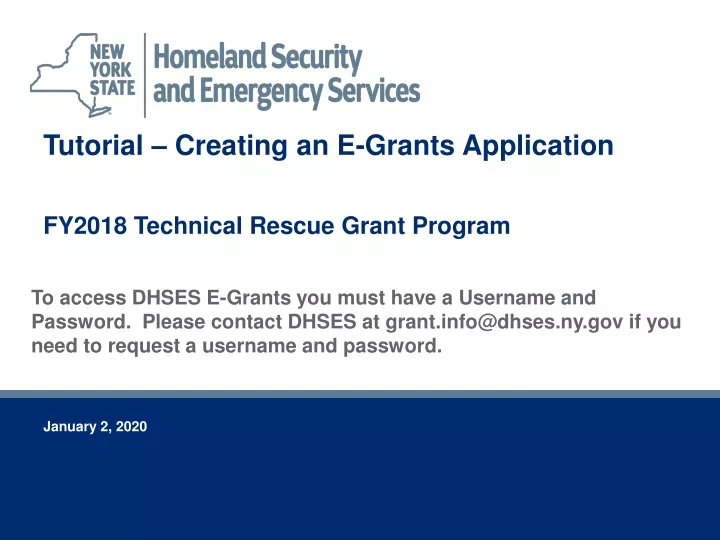 tutorial creating an e grants application fy2018