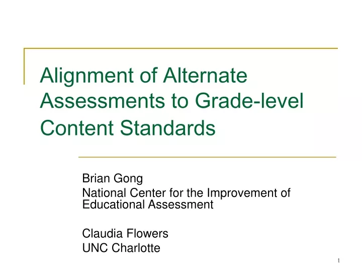 alignment of alternate assessments to grade level content standards
