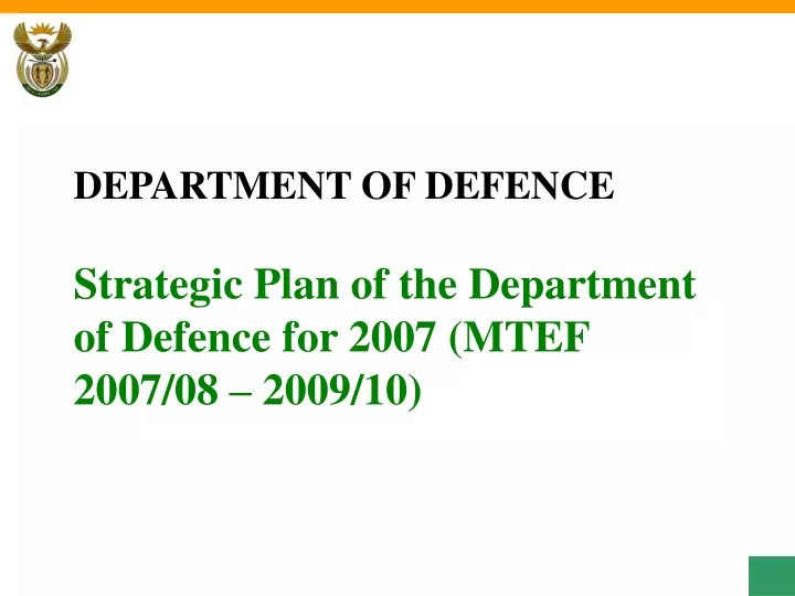 department of defence strategic plan of the department of defence for 2007 mtef 2 0 0 7 08 2009 10