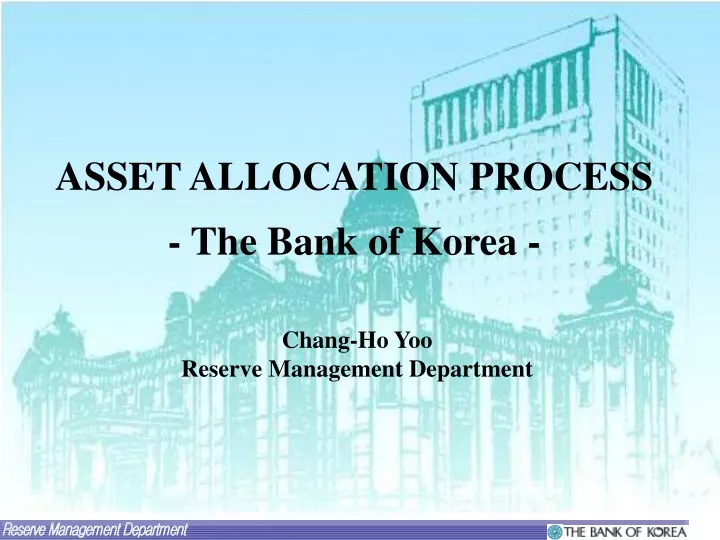 asset allocation process the bank of korea