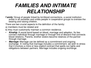 FAMILIES AND INTIMATE RELATIONSHIP