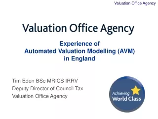 Experience of  Automated Valuation Modelling (AVM) in England