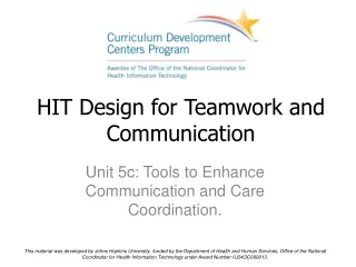HIT Design for Teamwork and Communication