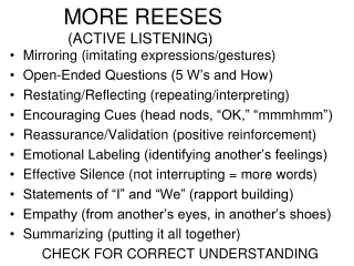 MORE REESES    (ACTIVE LISTENING)