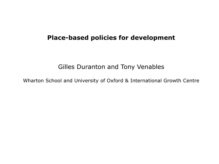 place based policies for development gilles