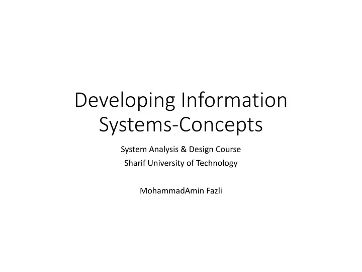 developing information systems concepts