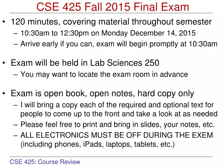 cse 425 fall 2015 final exam