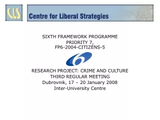 SIXTH FRAMEWORK PROGRAMME PRIORITY 7,  FP6-2004-CITIZENS-5 RESEARCH PROJECT: CRIME AND CULTURE