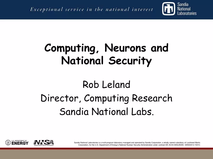 computing neurons and national security