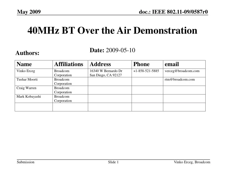 40mhz bt over the air demonstration