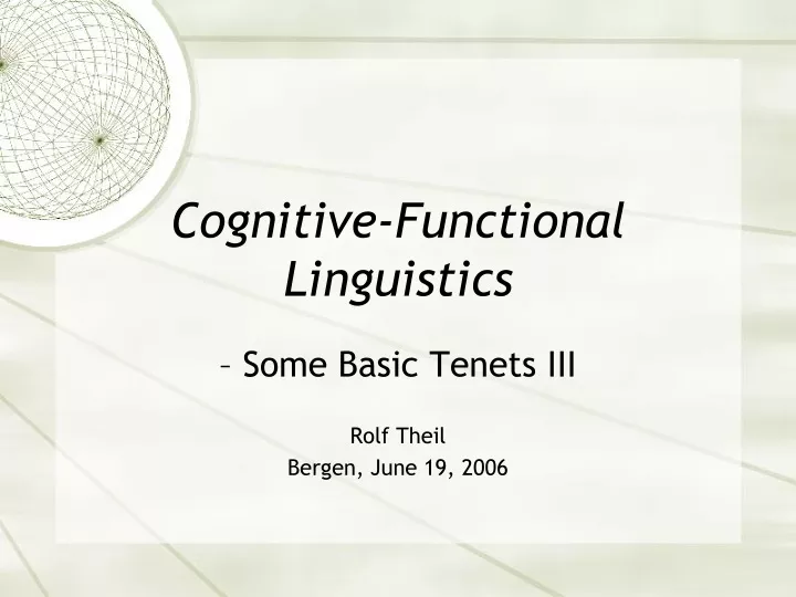 cognitive functional linguistics