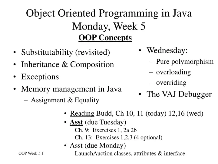 object oriented programming in java monday week 5