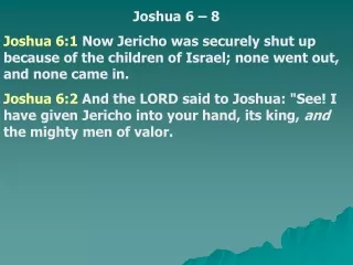 Joshua 6 – 8