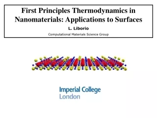 First Principles Thermodynamics in Nanomaterials: Applications to Surfaces  L. Liborio