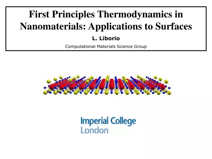 first principles thermodynamics in nanomaterials