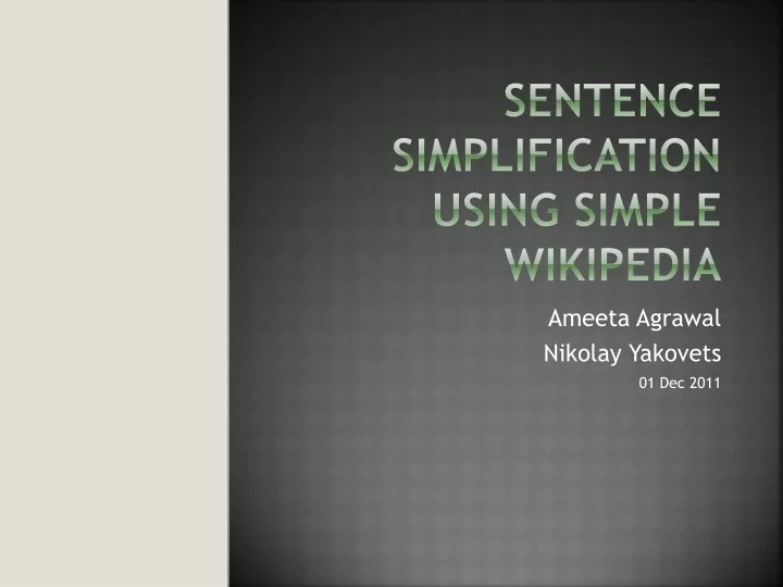 sentence simplification using simple wikipedia