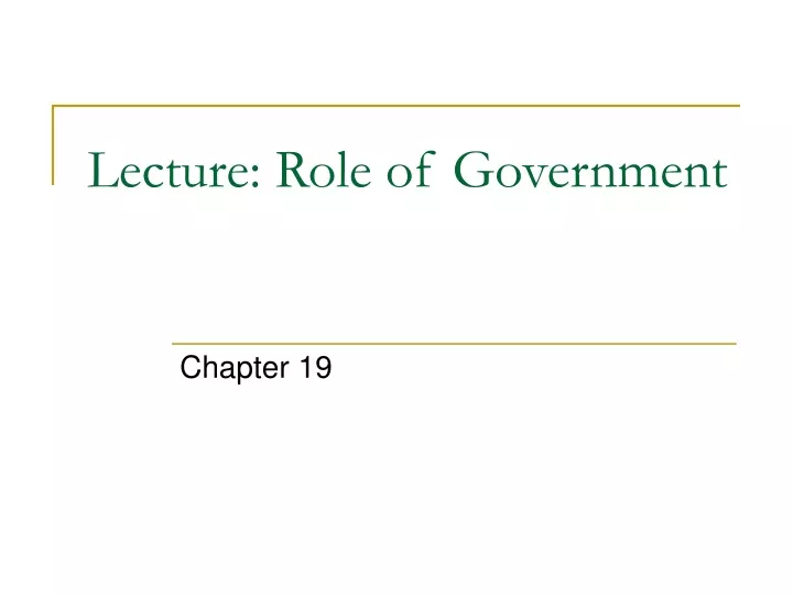 lecture role of government