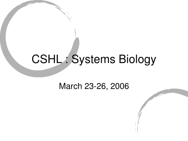 cshl systems biology
