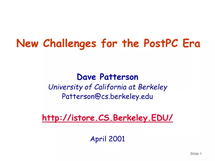 new challenges for the postpc era