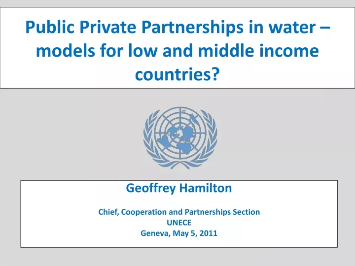 public private partnerships in water models for low and middle income countries