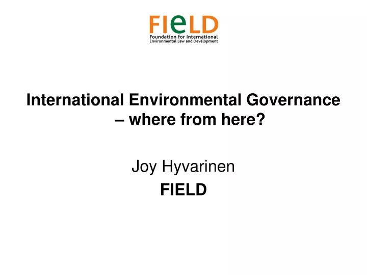 international environmental governance where from