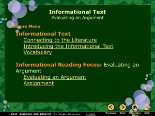 Informational Text Evaluating an Argument