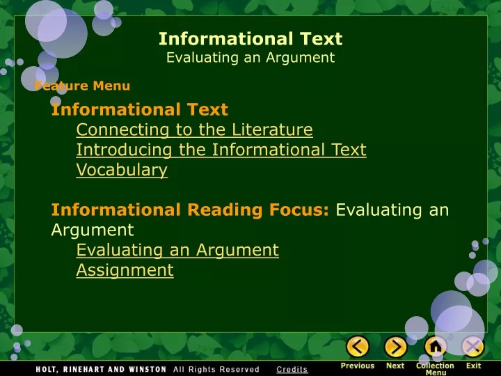 informational text evaluating an argument