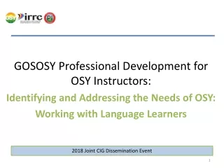 GOSOSY Professional Development for OSY Instructors: