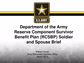 William Hursh Army Retirement Services Office March 2016