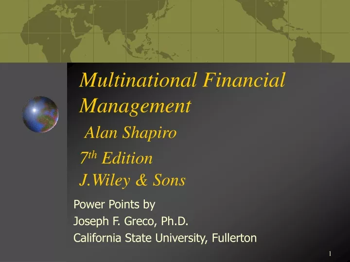 multinational financial management alan shapiro 7 th edition j wiley sons