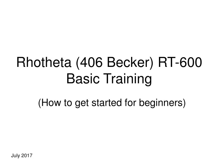 rhotheta 406 becker rt 600 basic training