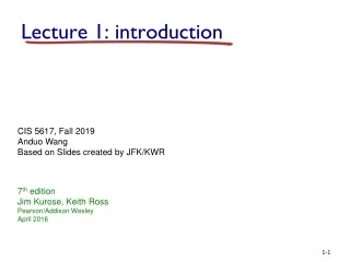 CIS 5617, Fall 2019 Anduo Wang Based on Slides created by JFK/KWR