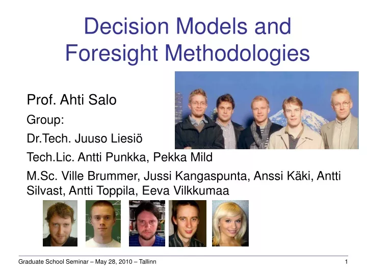 decision models and foresight methodologies