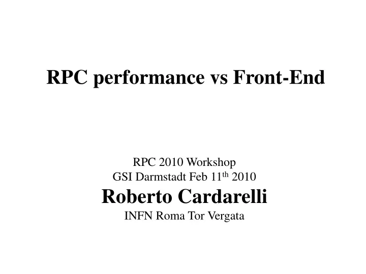 rpc performance vs front end