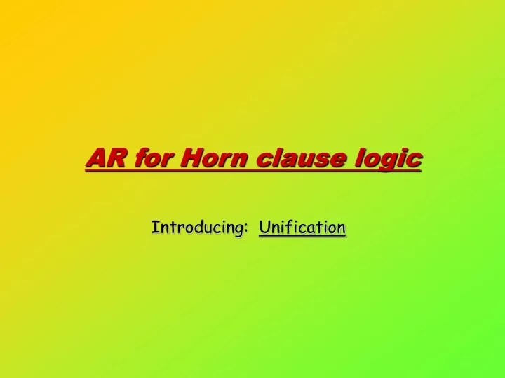 ar for horn clause logic